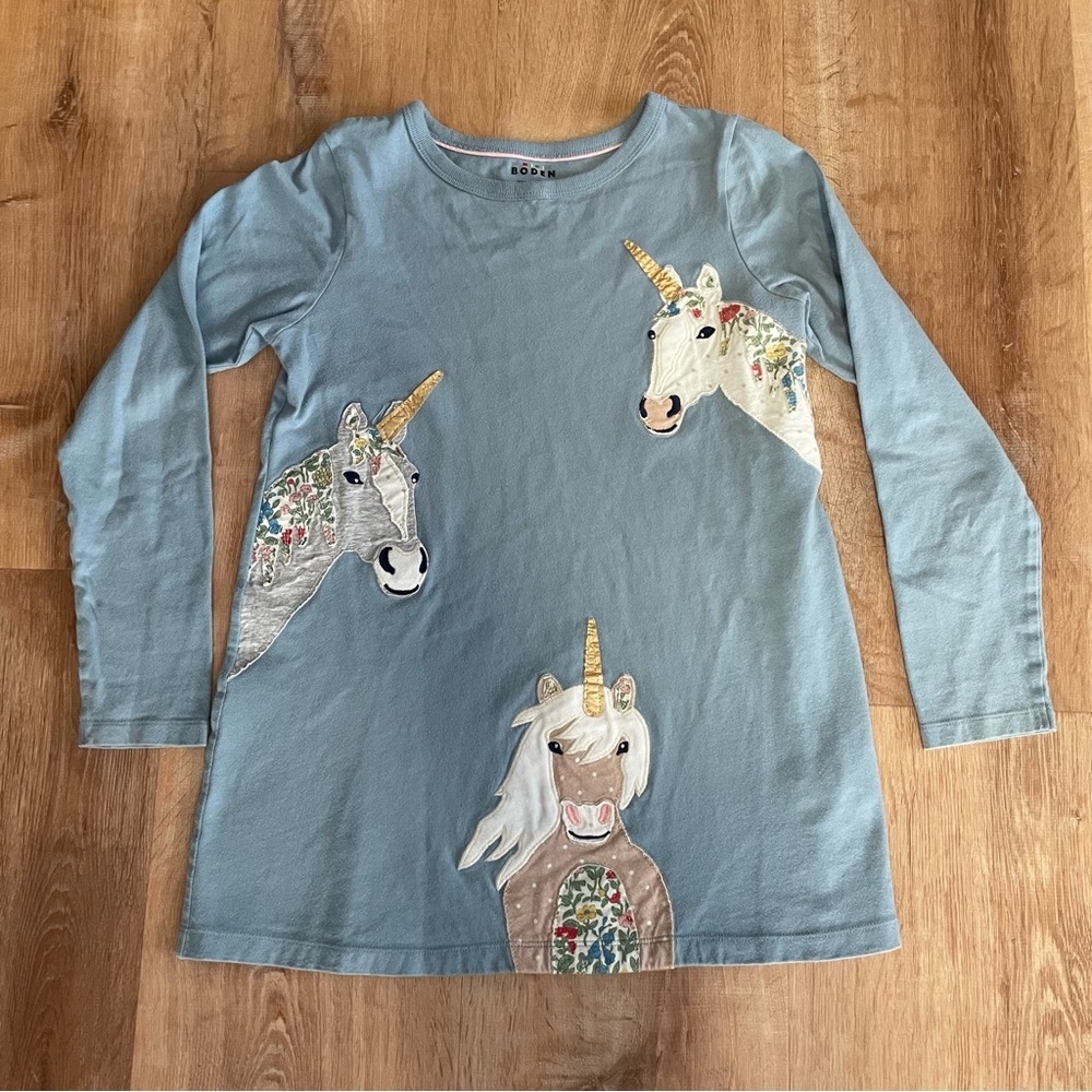 Mini Boden | Unicorn Appliqué Tunic Long Sleeve
